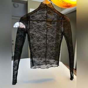 Forever 21 | Sheer Lace Mock Neck Top  | NEW